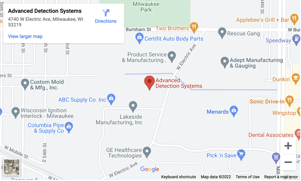 Location Map of Advanced Detection Systems in Milwaukee, WI