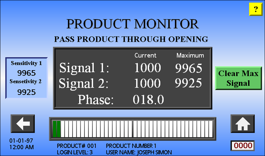 ProScan Max III sensitivity settings touchscreen
