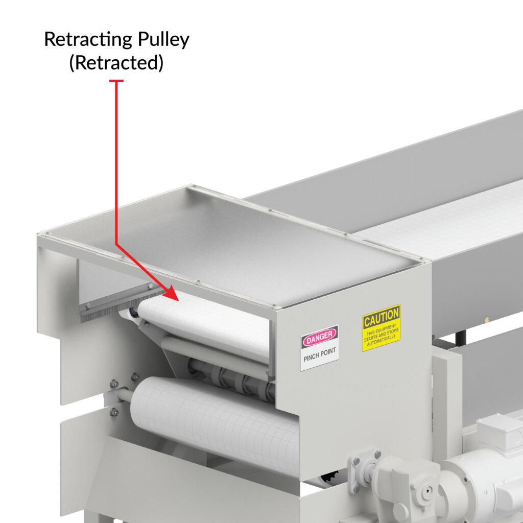 Retracting Pulley Reject Device on Food Processing Metal Detector