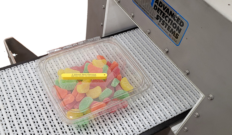 Metal detector during packaged product testing
